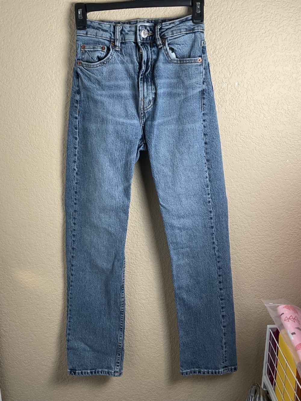 Zara Womens 0 Medium Wash Denim Skinny Jeans High Waisted Casual Cotton Elastane